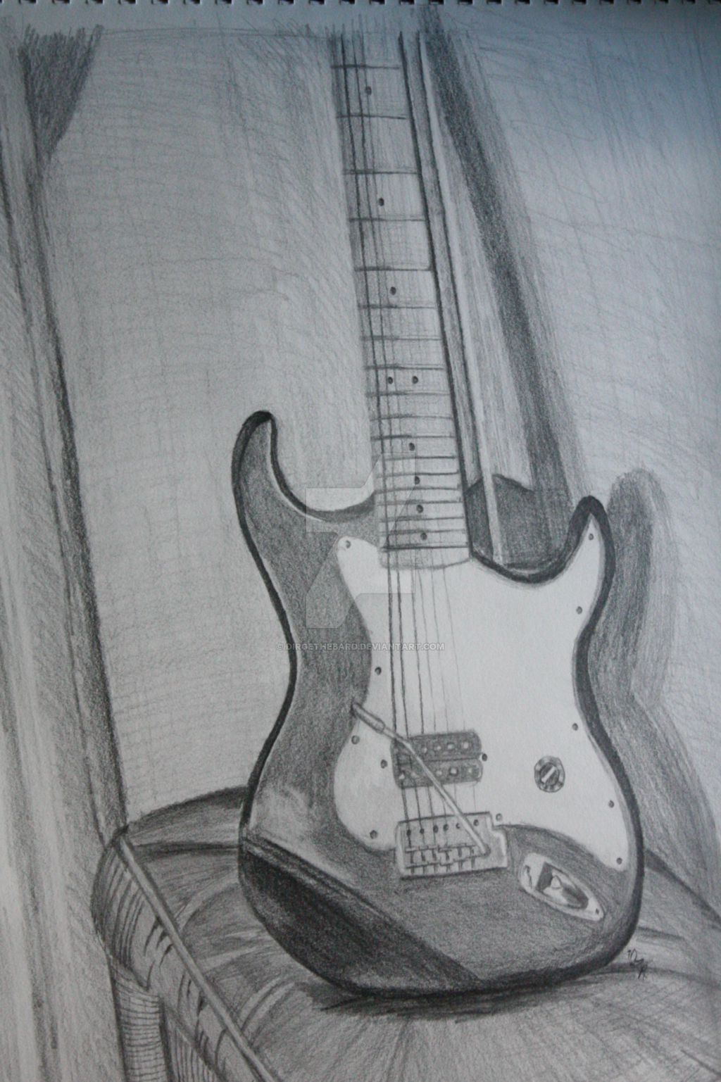 1024x1537 Collection Of Electric Guitar Drawing In Pencil High Quality - Electric Guitar Sketch