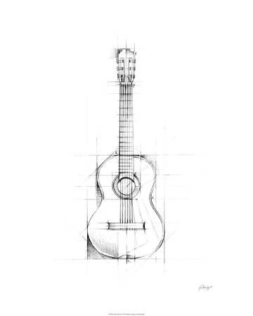 360x450 Guitar Sketch Limited Edition By Ethan Harper - Electric Guitar Sketch