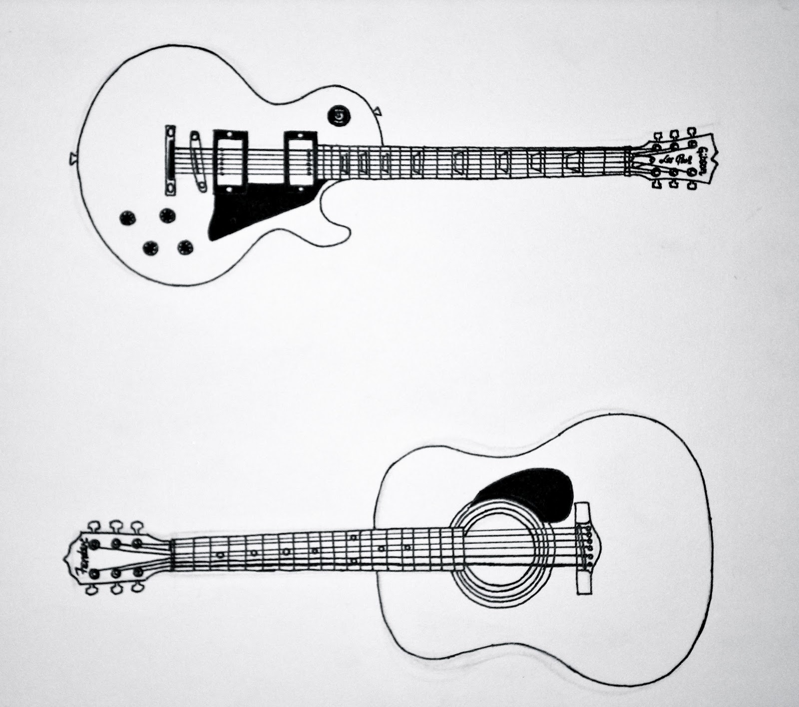 1600x1416 Kaitlin Wynne Guitar Sketch - Electric Guitar Sketch
