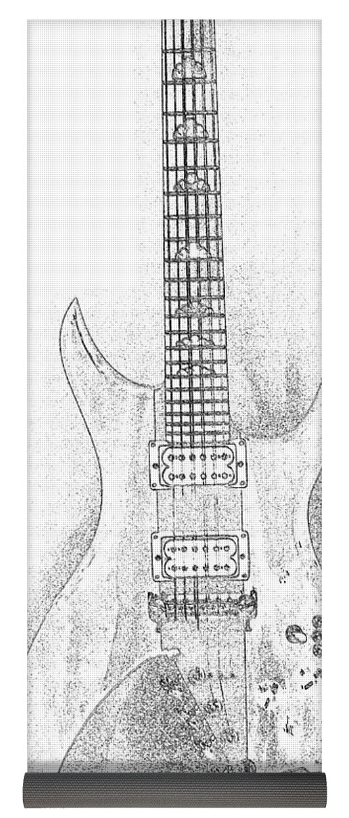 500x1171 Bich Electric Guitar Sketch Yoga Mat For Sale By Georgianne Giese - Electric Guitar Sketch