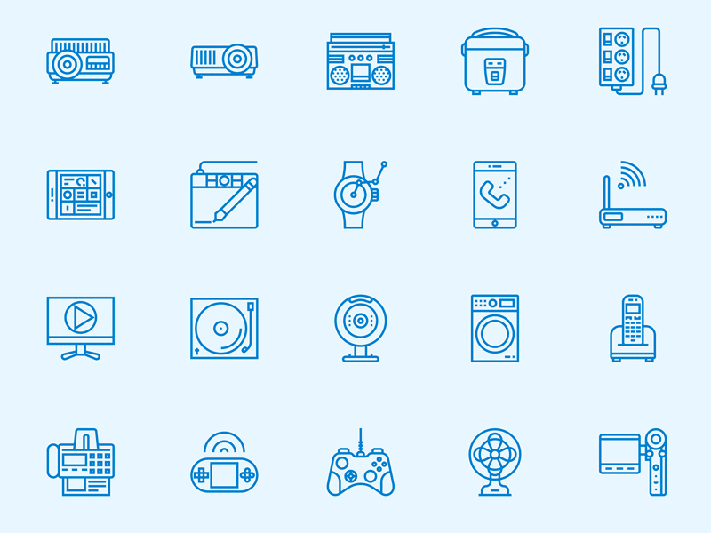 800x600 Electronic Devices Line Icons Set Sketch Freebie - Electronic Sketch