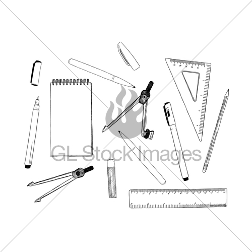 500x500 Set Of Stationary , Hand Draw Element Sketch Vector. Gl Stock Images - Element Sketch