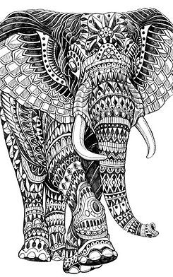 245x392 Drawn Elephant Decorated Elephant - Elephant Black And White Sketch