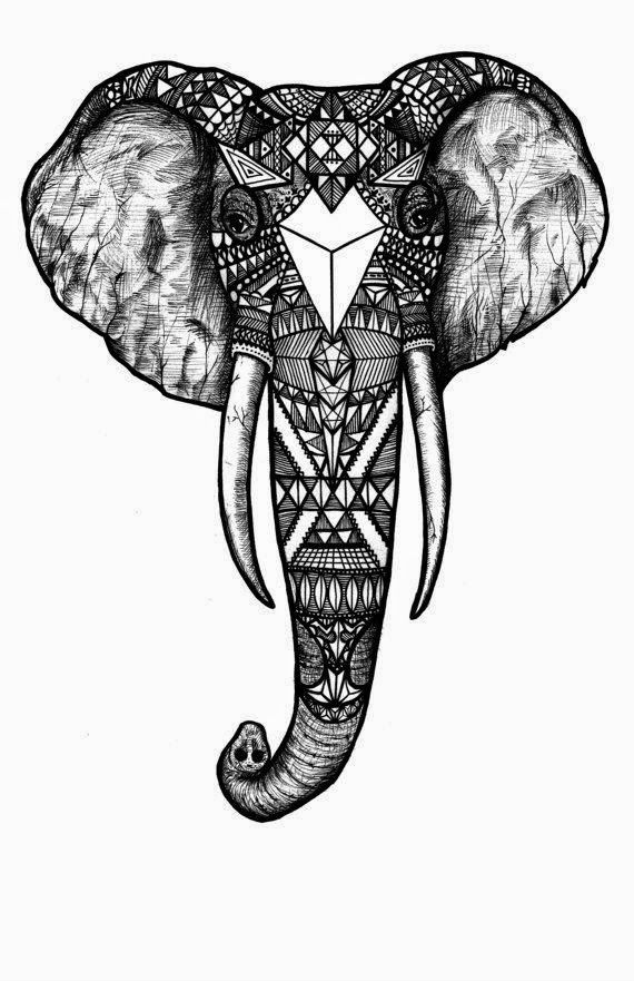 570x881 Pattern Elephant, Black And White, Black And White Digital Art - Elephant Black And White Sketch