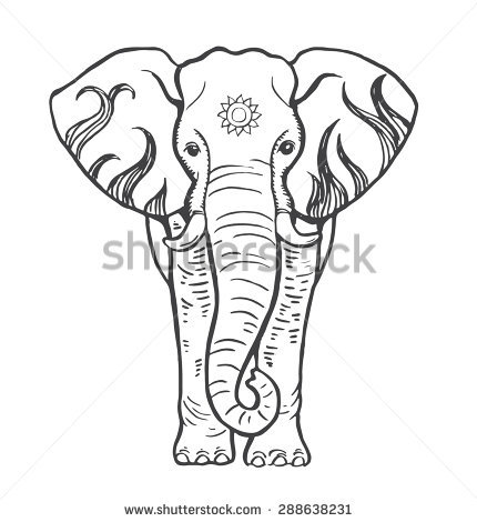 430x470 Collection Of Elephant Drawing On Hand High Quality, Free - Elephant Black And White Sketch