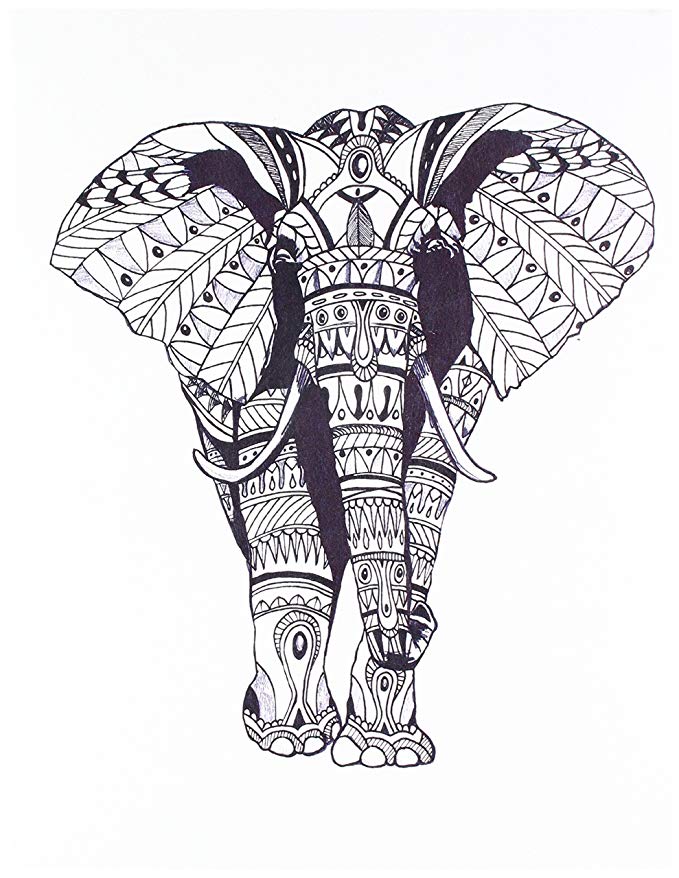 679x878 Denik Soft Leather Sketchbook Ornate Elephant (Hbl217b - Elephant Black And White Sketch