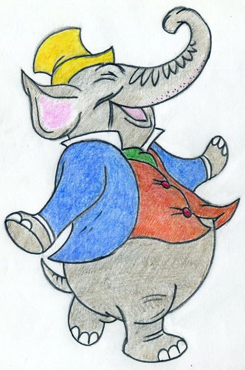 500x753 Walking Cartoon Elephant, Very Cute, Easy To Draw - Elephant Cartoon Sketch