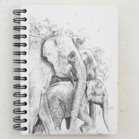 480x480 Mr. Ellie Pooh Elephant Sketch Large Notebook Journal Zee Bee - Elephant Family Sketch