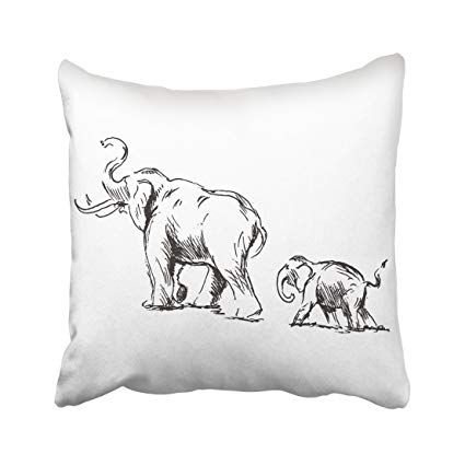 425x425 Emvency Africa Hand Sketch Of Elephant With Cub - Elephant Family Sketch