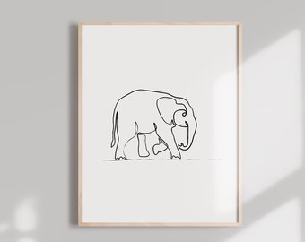 340x270 Elephant Drawing Etsy - Elephant Line Sketch