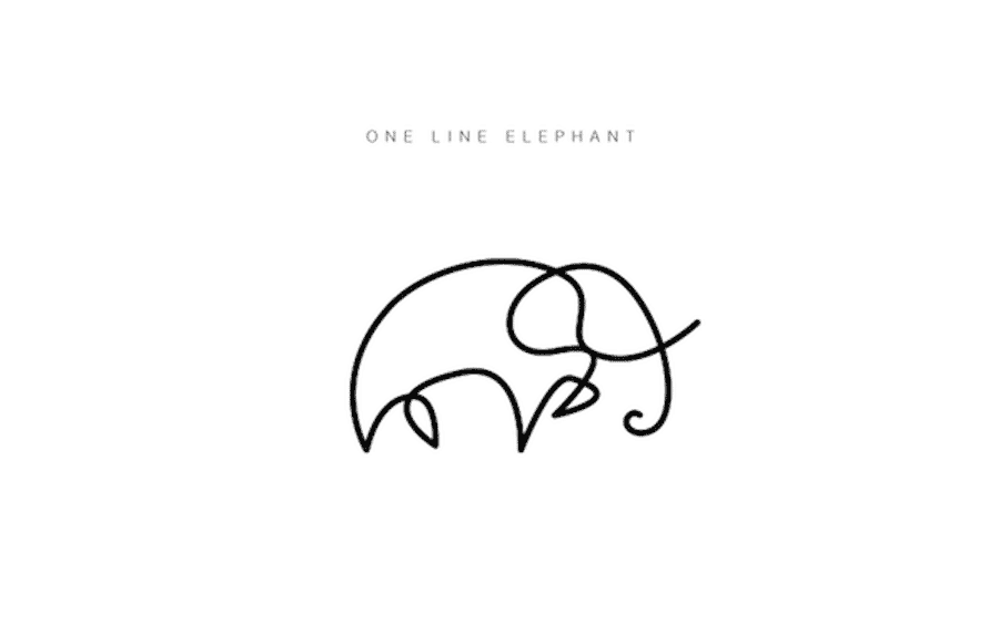 900x563 One Line Animal Logos - Elephant Line Sketch