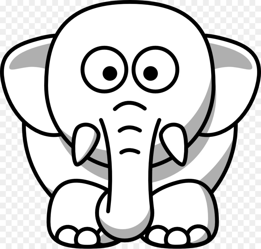 900x860 White Black Download Clip Art - Elephant Line Sketch