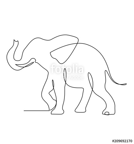 466x500 Continuous Line Sketch Elephant Stock Image And Royalty Free - Elephant Line Sketch