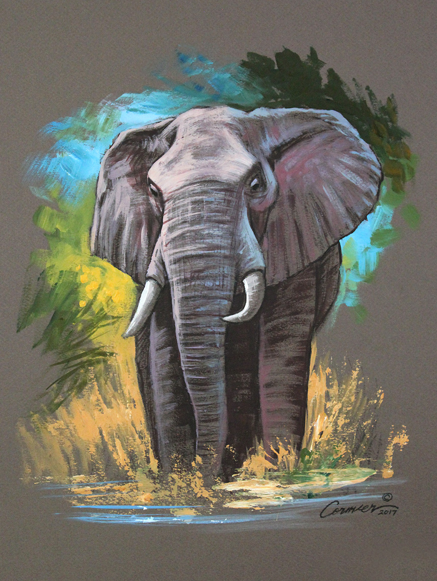 869x1156 Mixed Media Elephant Sketch Wil Cormier Fine Art Gallery - Elephant Sketch Art