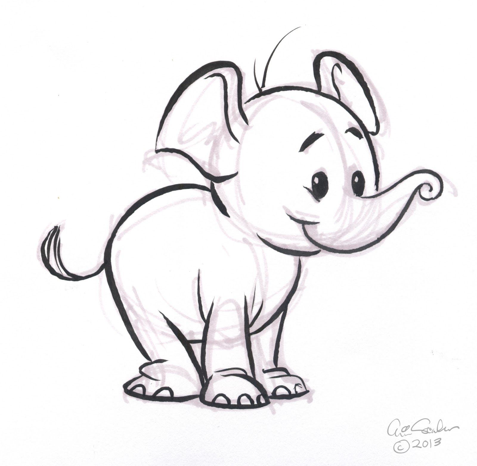 1600x1563 Baby Elephant Wallpaper Cartoon - Elephant Sketch Easy