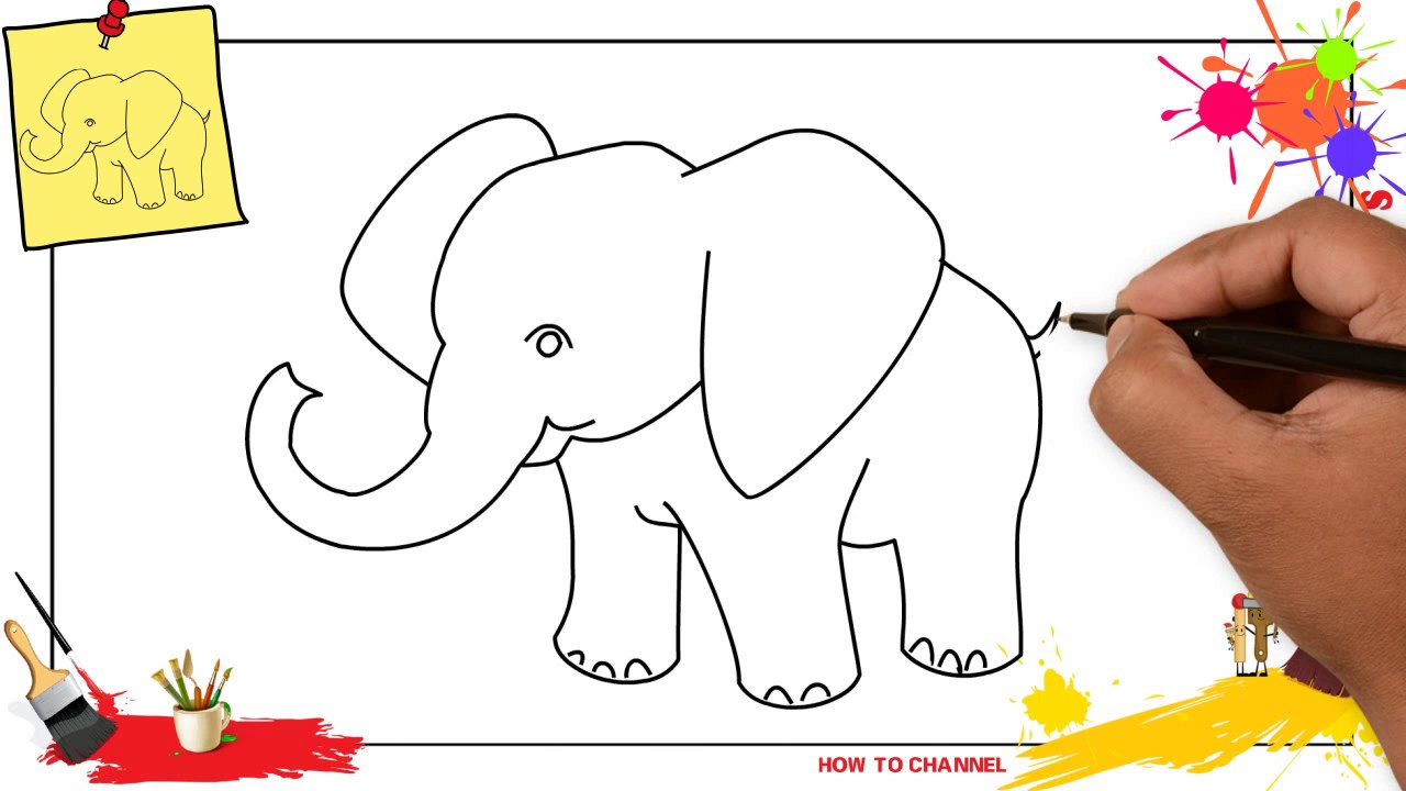 1280x720 How To Draw An Elephant Simple Amp Easy Step By Step For Kids And - Elephant Sketch For Kids