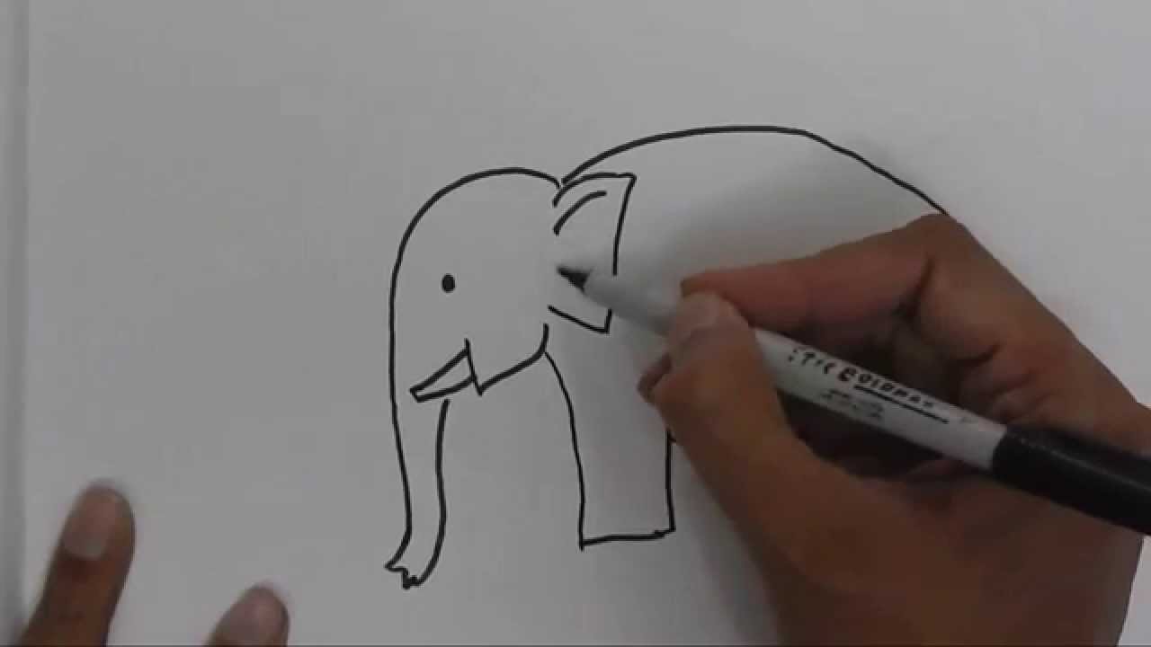 1280x720 How To Draw An Elephant For Beginners, Children In Easy Steps - Elephant Sketch For Kids