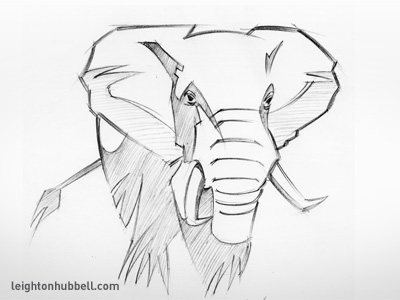 400x300 Elephant Sketch By Leighton Hubbell - Elephant Sketch Picture
