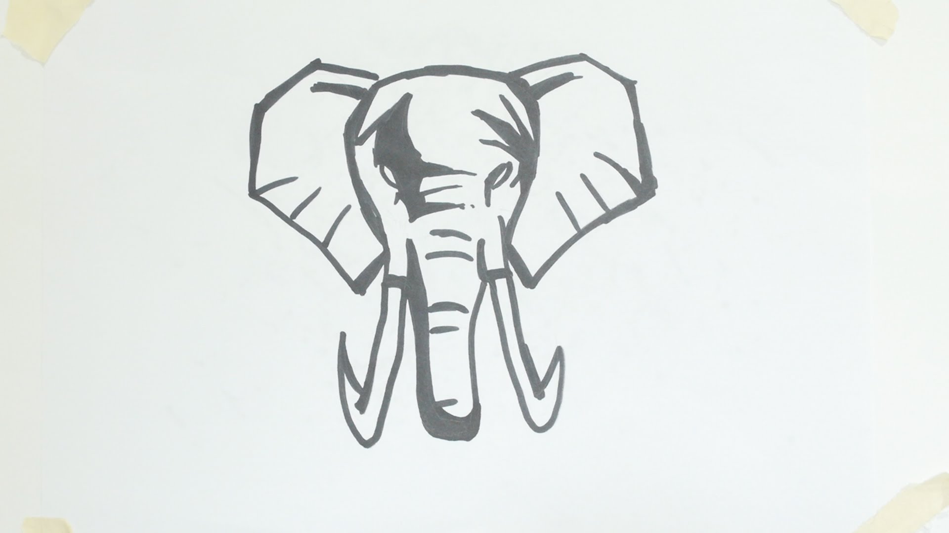 1920x1080 How To Draw Elephant Head Tribal Tattoo - Elephant Sketch Simple
