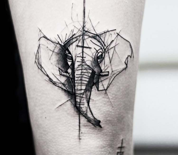 Elephant Sketch Tattoo at PaintingValley.com | Explore collection of ...