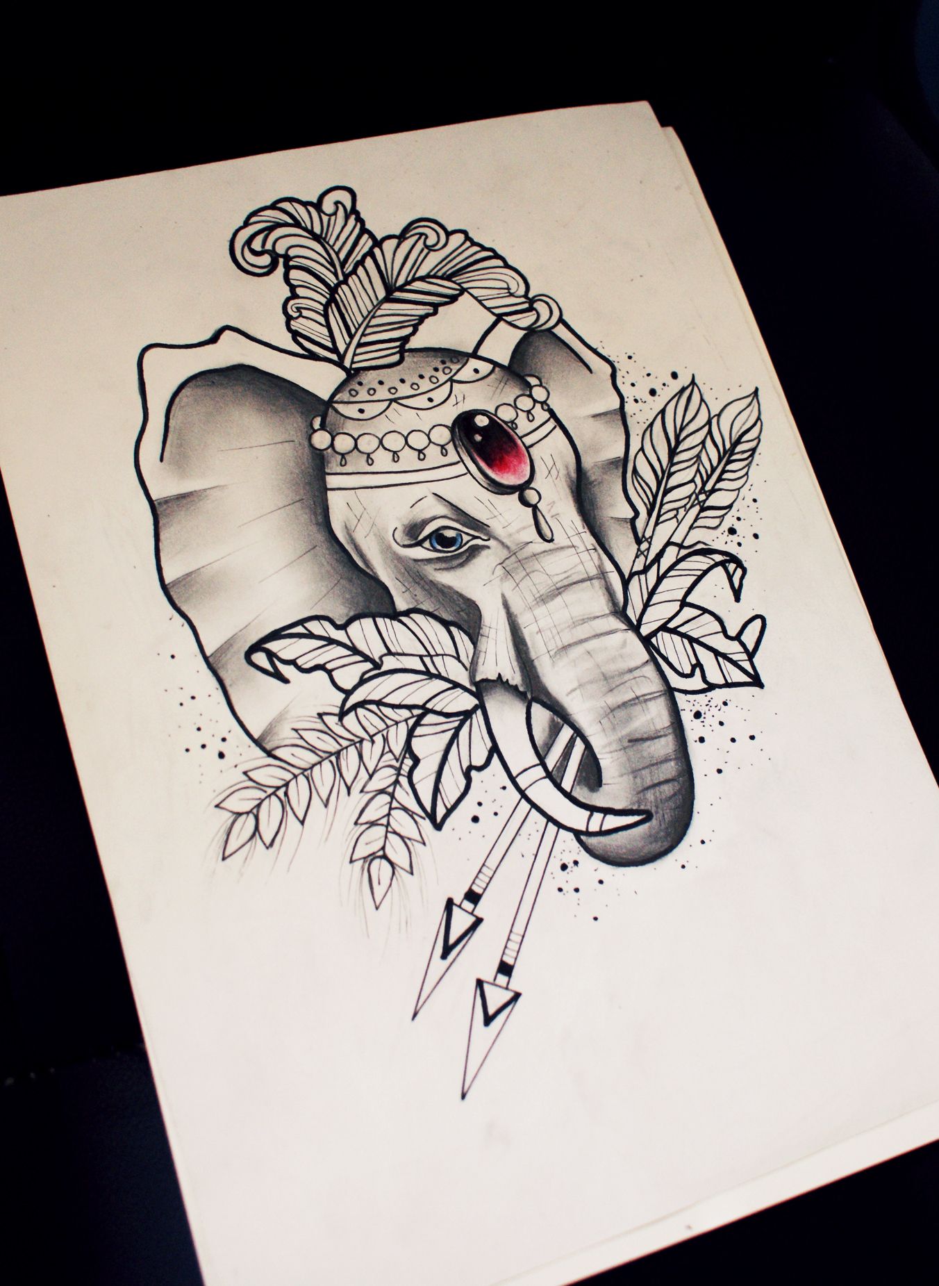 1352x1851 Neo Traditional Elephant Sketch. Benea Art Tattoos - Elephant Sketch Tattoo