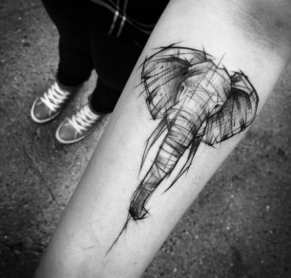 Elephant Sketch Tattoo at PaintingValley.com | Explore collection of ...