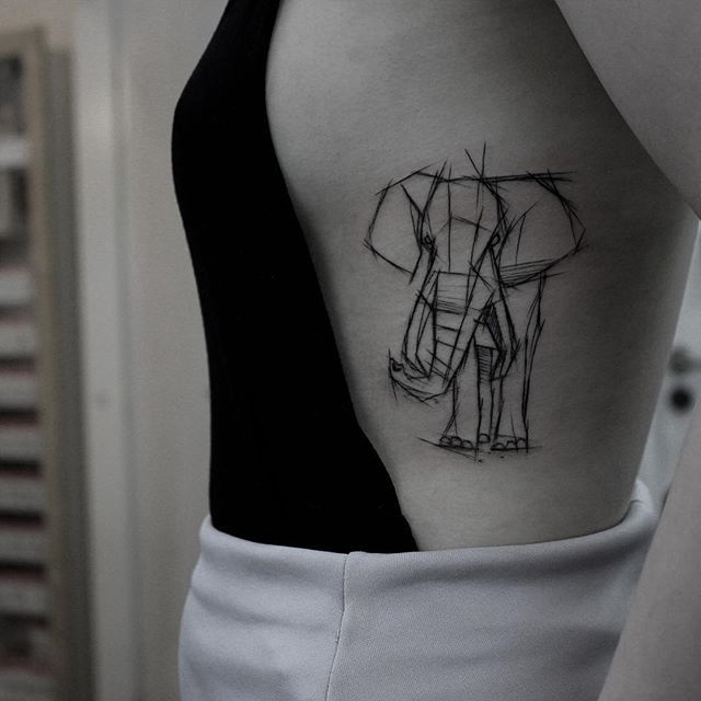 Elephant Sketch Tattoo at PaintingValley.com | Explore collection of ...