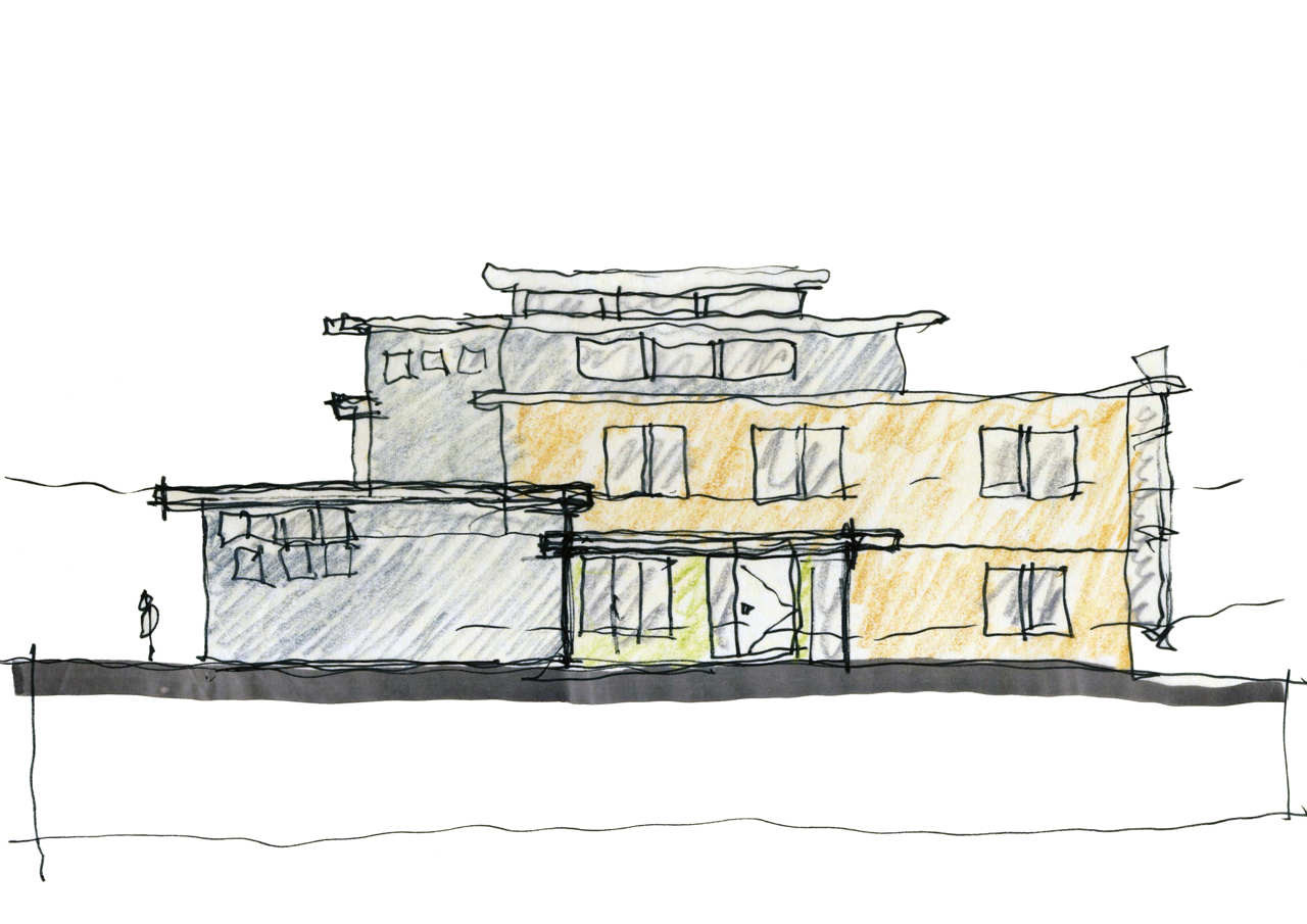 1280x905 Gallery Of Lakefront Residence Moore Architects - Elevation Sketch