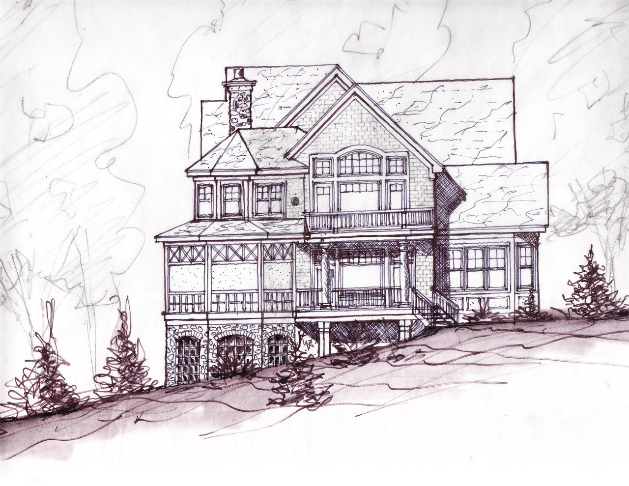 1280x989 Front Elevation Of House Sketch Elevation Sketch There Are A - Elevation Sketch