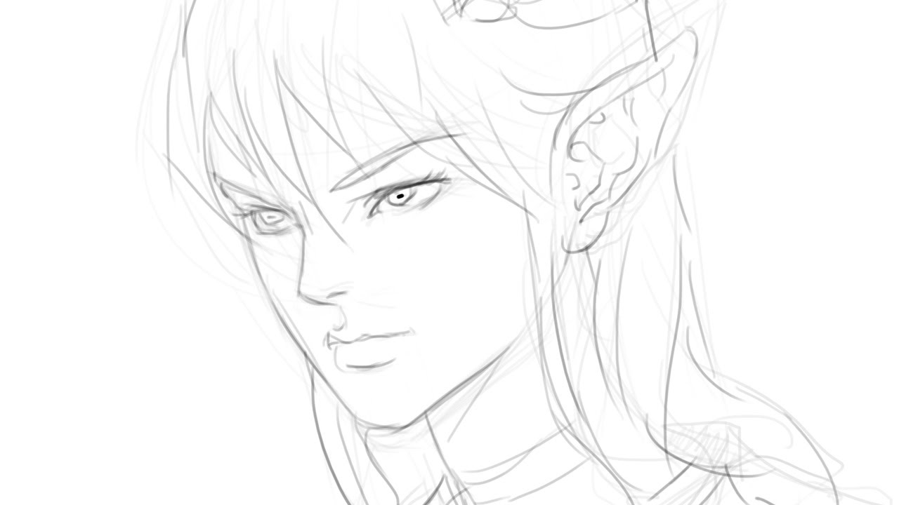 1280x720 Elf Sketch Drawing - Elf Sketch