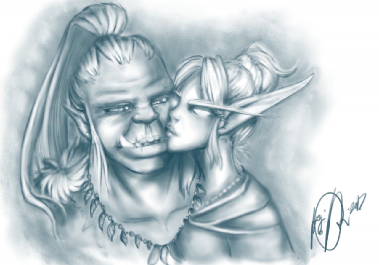 1280x894 Orc And Elf Sketch By Sagespiritweaver - Elf Sketch