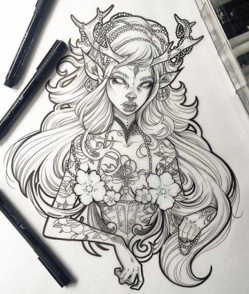 500x589 Art, Paint, Sketch, Elf, Magic, Draw, How To Draw - Elf Sketch