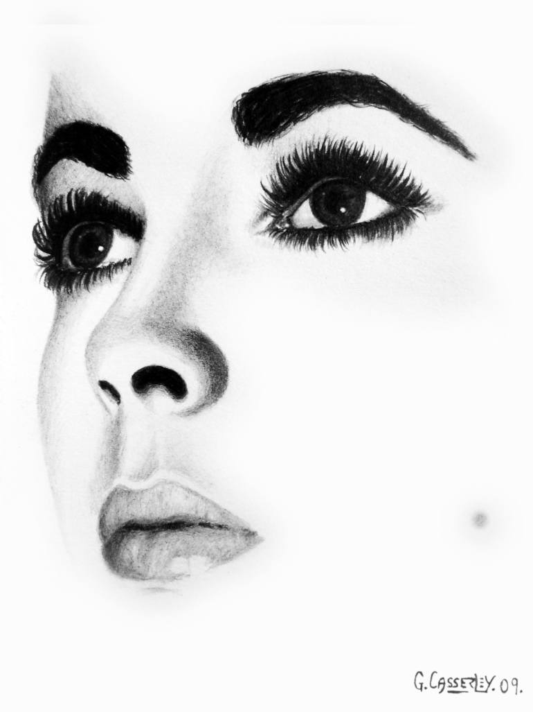 770x1027 Elizabeth Taylor Drawing By Ged Casserley Saatchi Art - Elizabeth Taylor Sketch