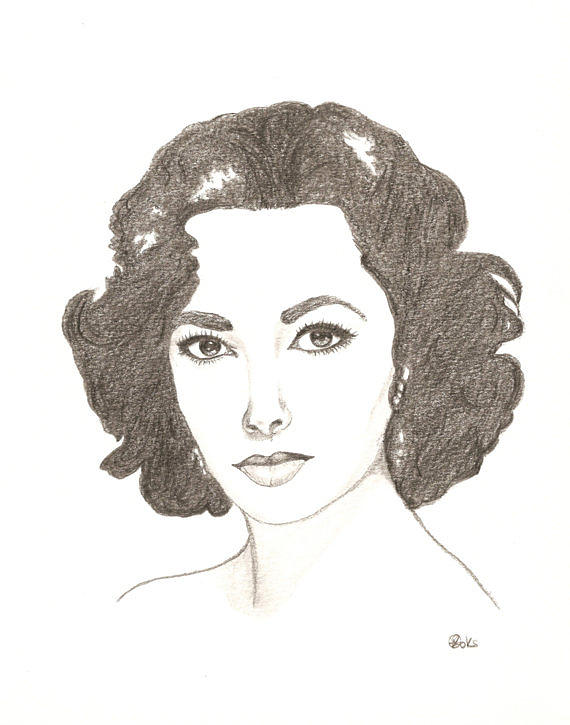 570x725 Elizabeth Taylor Drawing By Kiana Gonzalez - Elizabeth Taylor Sketch