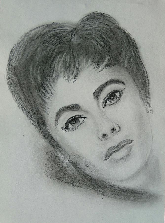 669x900 Elizabeth Taylor Drawing By Paul Blackmore - Elizabeth Taylor Sketch