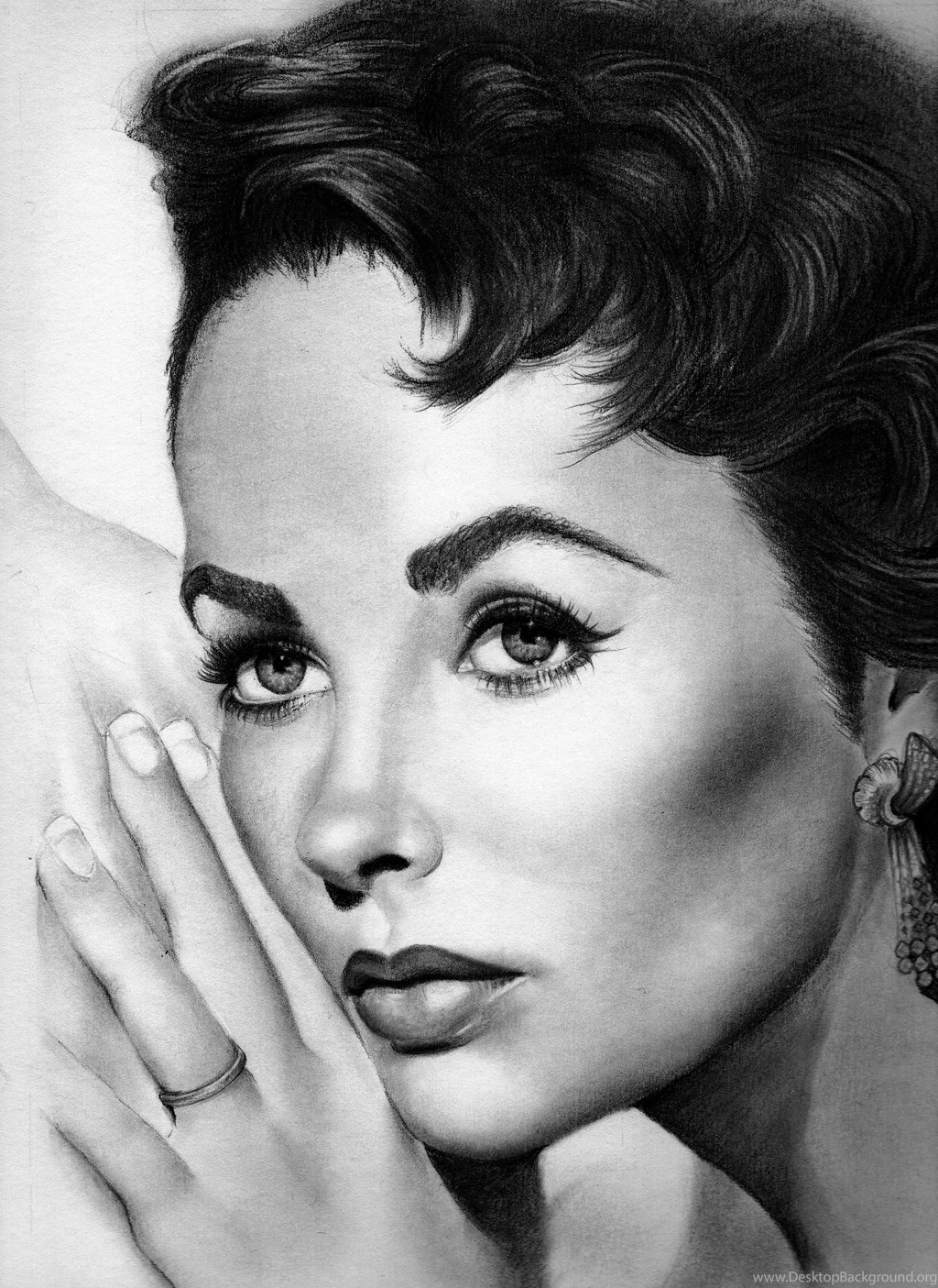 1024x1405 Full View And Download Hd Sketch Elizabeth Taylor Wallpapers - Elizabeth Taylor Sketch