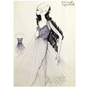 300x300 Original Fashion Drawing, Elizabeth Taylor (Couture, Chanel, Kunst - Elizabeth Taylor Sketch