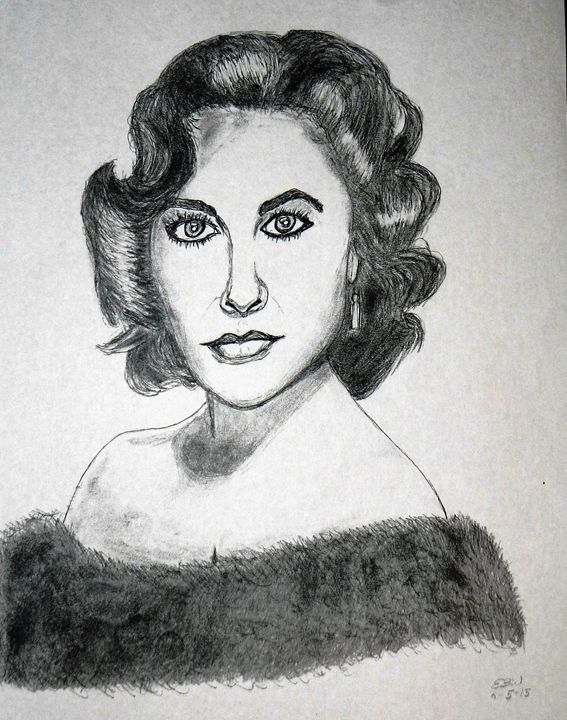 567x720 Pencil Sketch Of Elizabeth Taylor - Elizabeth Taylor Sketch