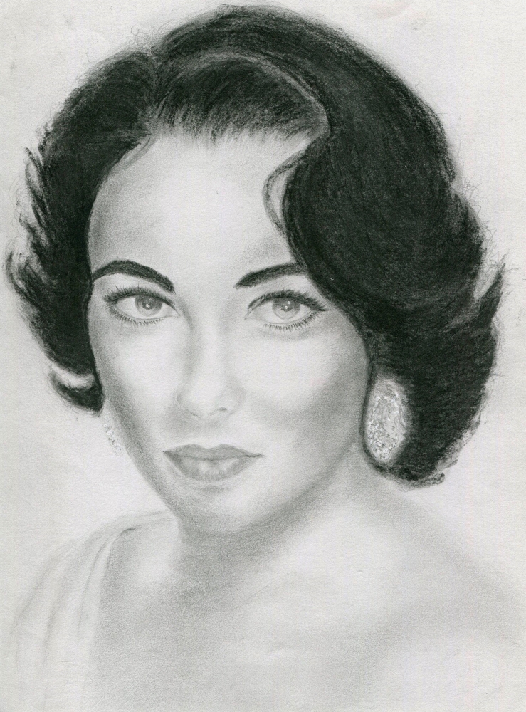 739x1000 Portrait Of Elizabeth Taylor By Hasiss On Stars Portraits - Elizabeth Taylor Sketch