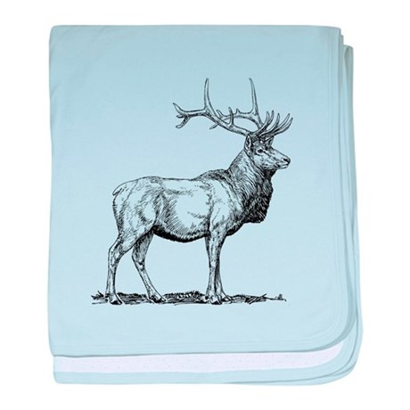 460x460 Elk Sketch Baby Blanket By Animalsandwildlifegifts2 - Elk Sketch