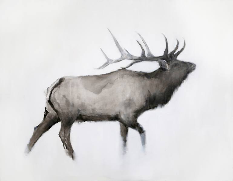 770x596 Elk In Black And White Painting By Jacqueline Neuwirth Saatchi Art - Elk Sketch