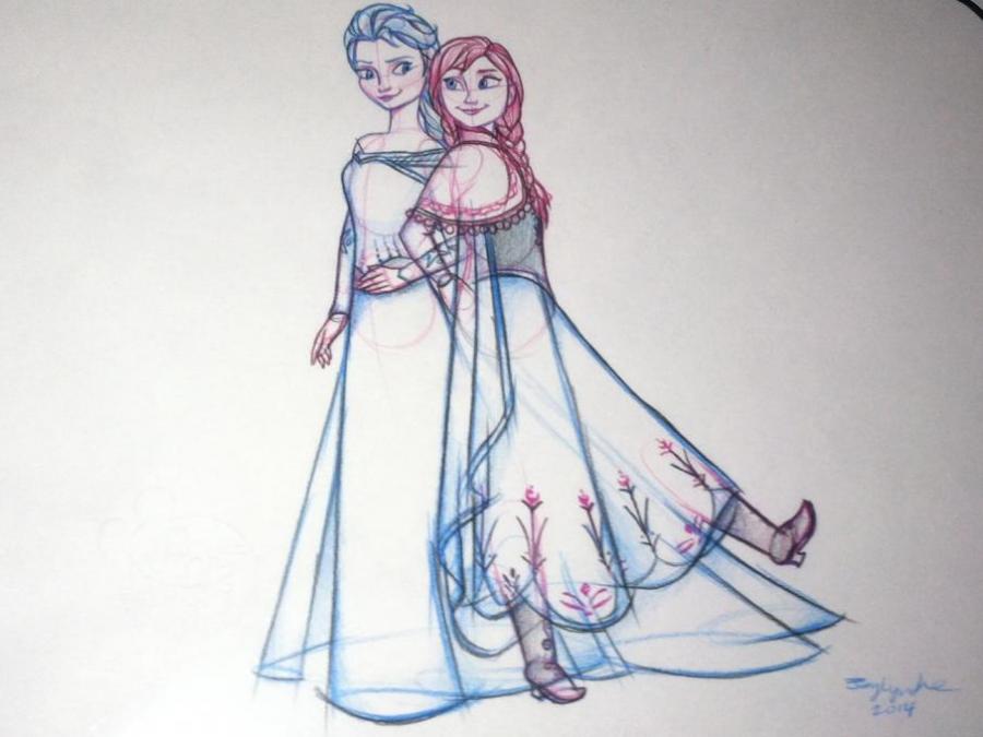 900x675 Elsa Anna. Fairy Tale Characters. Drawings. Pictures. Drawings - Elsa And Anna Sketch