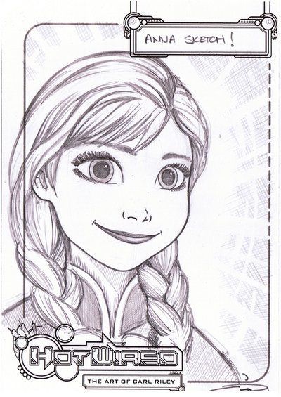 400x565 Frozen Anna Sketch By Carl Riley Art - Elsa And Anna Sketch