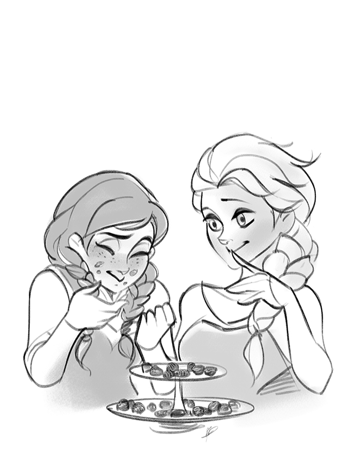 695x900 Sketch - Elsa And Anna Sketch