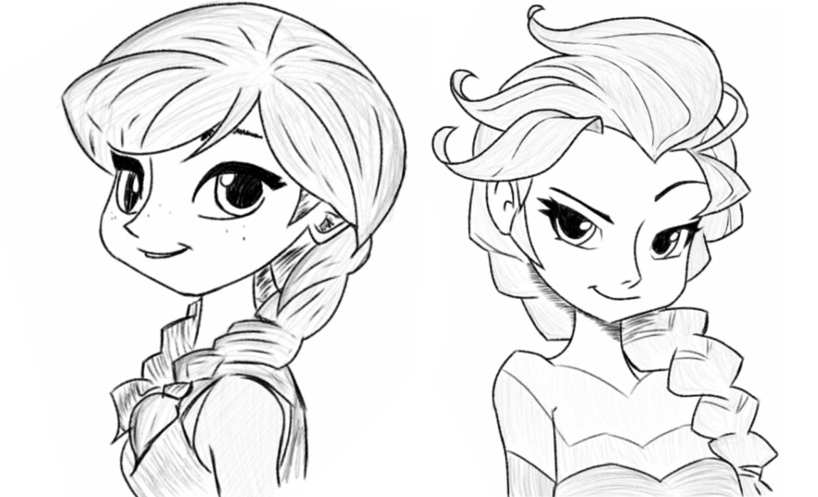 1147x697 Anna And Elsa Sketch By Ijam1690 - Elsa And Anna Sketch