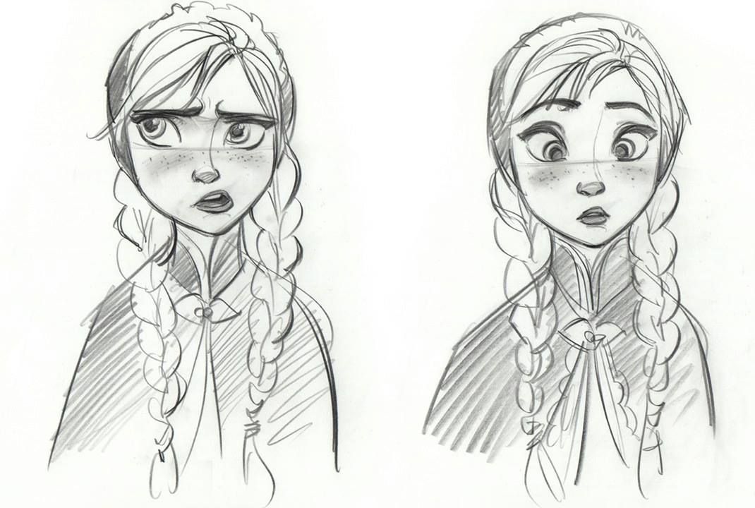 1070x720 Disney Frozen Anna Sketches Details - Elsa And Anna Sketch