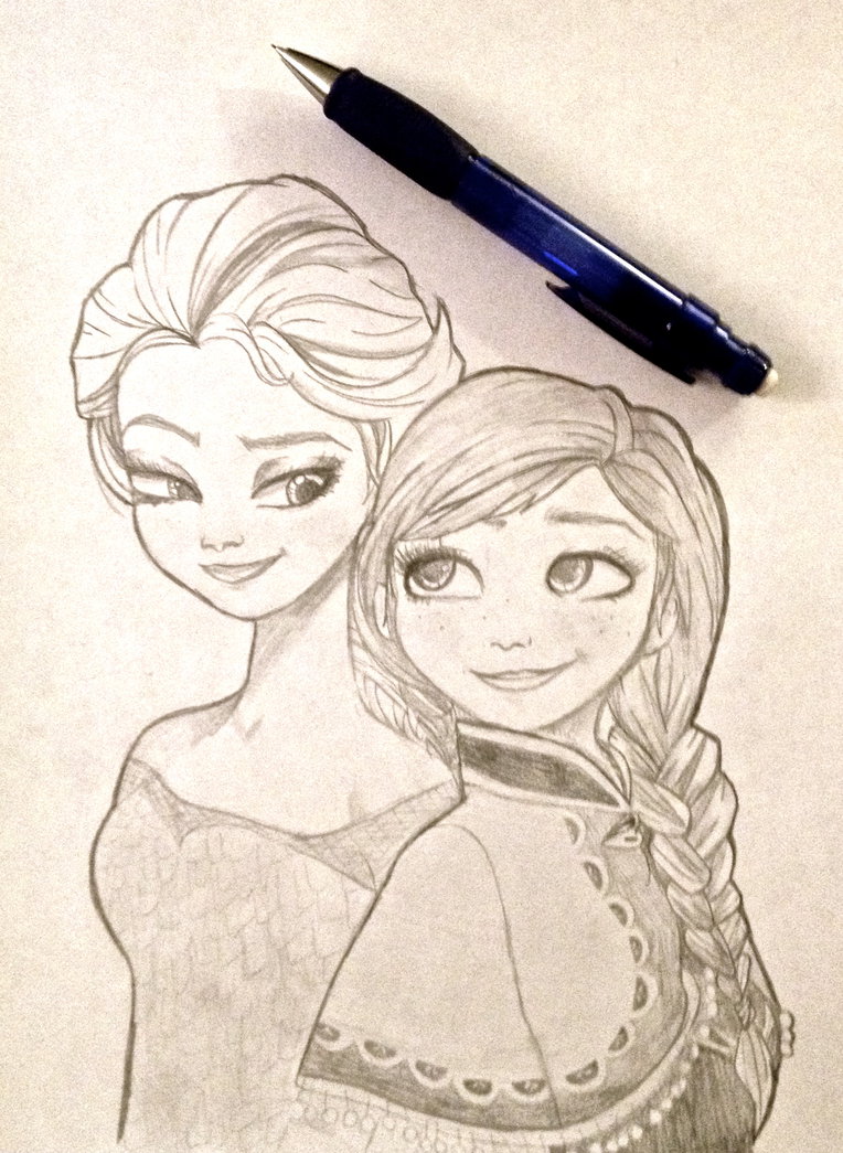 764x1045 Elsa And Anna Sketch By Uneakme22 - Elsa Anna Sketch