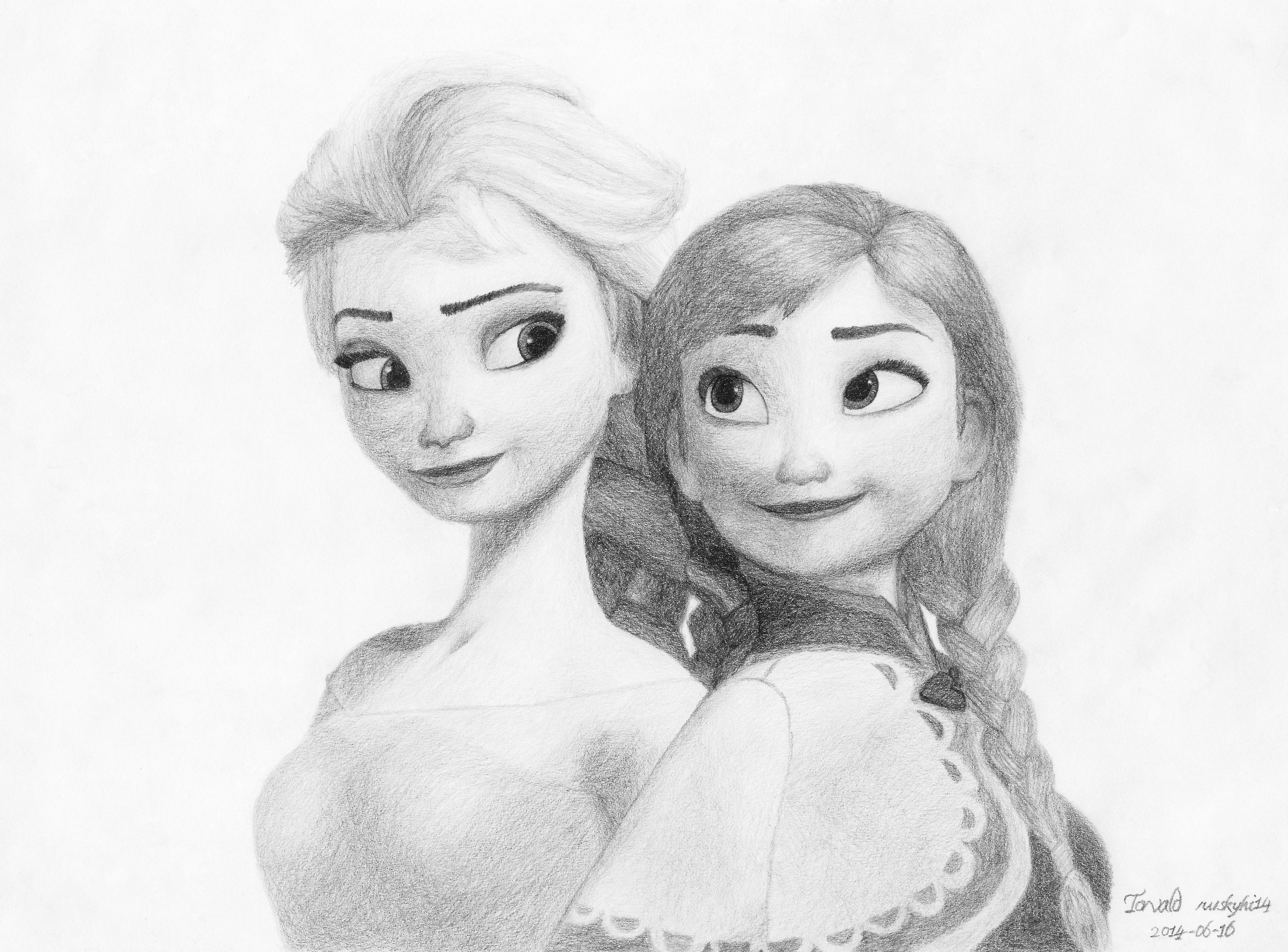 3150x2328 Elsa And Anna Sketch (By Me) Frozen - Elsa Anna Sketch