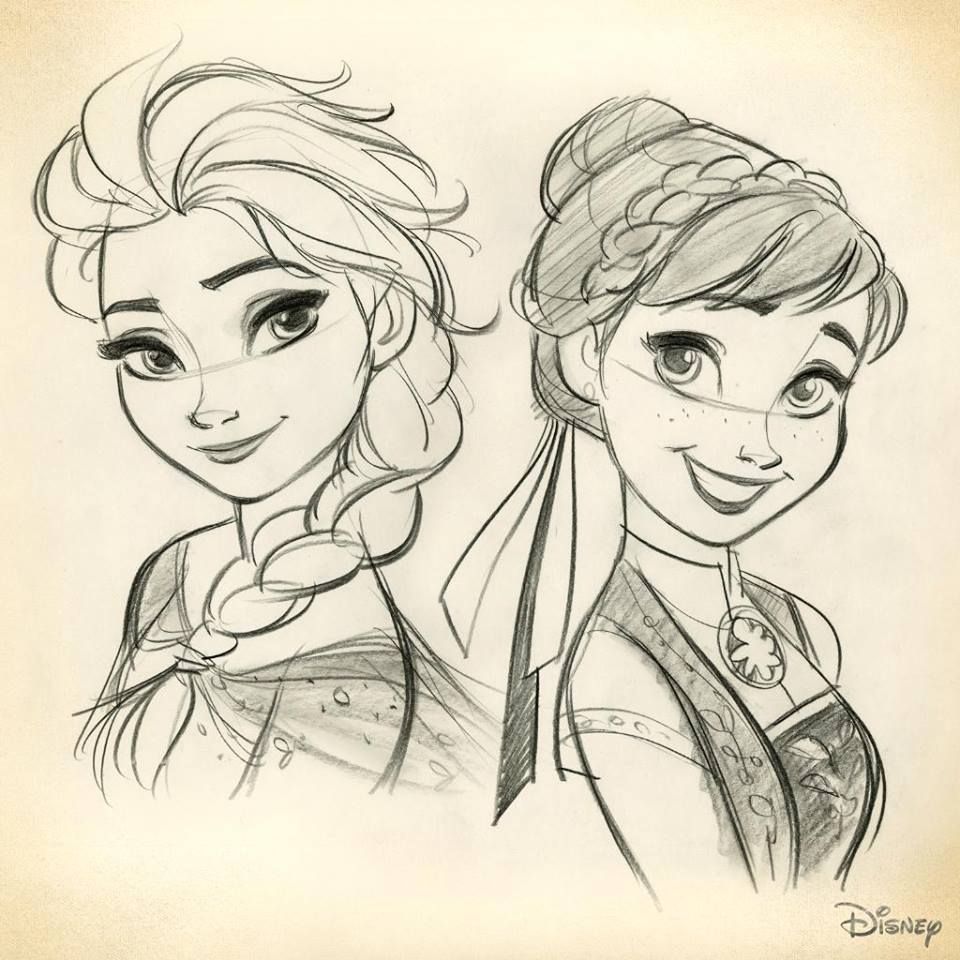 960x960 Elsa And Anna Sketch Sketch Disney, Disney - Elsa Anna Sketch