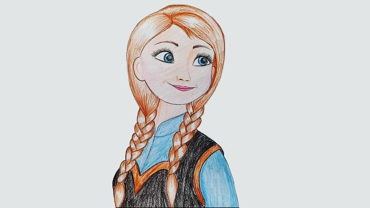 1280x720 How To Draw Anna ( Frozen) Step By Step (Very Easy) - Elsa Anna Sketch